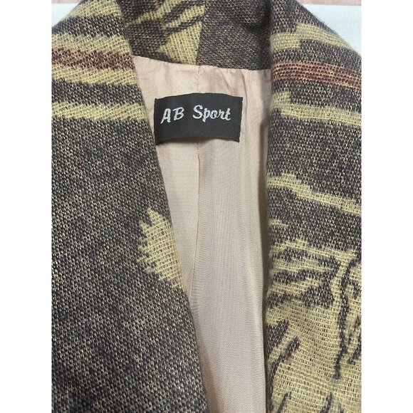 Vintage AB Sport Wool-Look Blazer Women’s 1X Southwest Horses Eagle - Picture 8 of 12